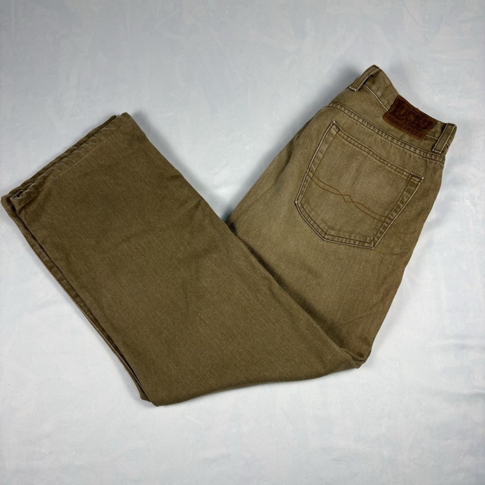 Vintage Lucky Brand Dungarees Bootleg Jeans Men's 34x29.5 Made in USA Tan Y2K
